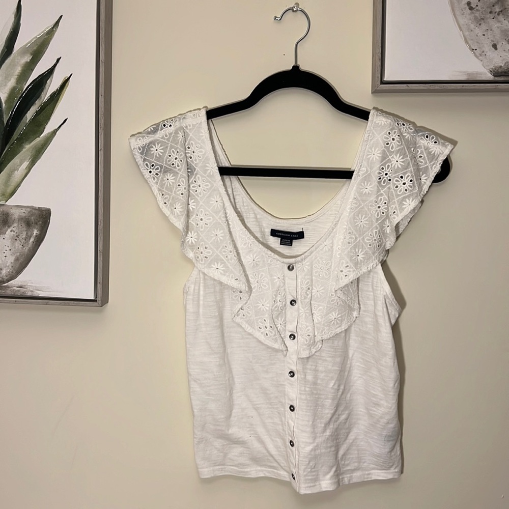 White American Eagle Crop Top